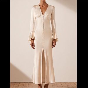 Shona Joy La Lune Frill Cuff Bias Maxi Dress- cream Size US 4